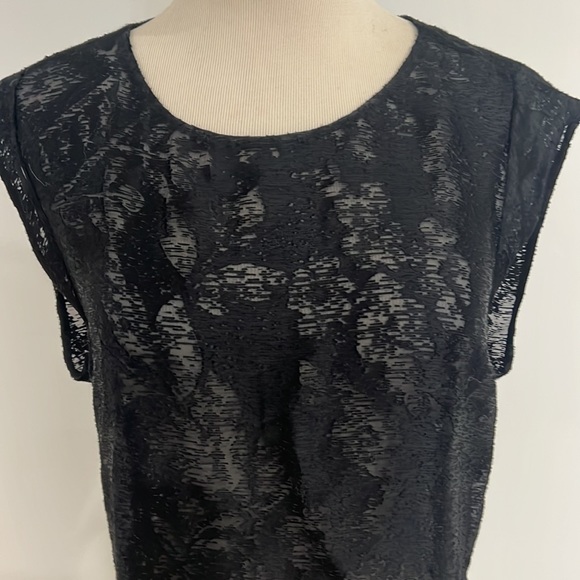 3.1 Philip Lim Black Silk Blend Burnout Tunic Top. 2 - Picture 2 of 7